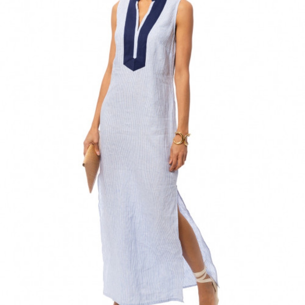 Sail to Sable Maxi Tunic Dress Navy and White